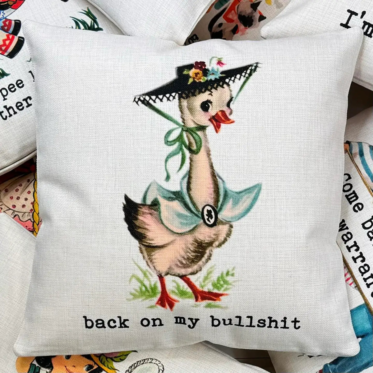 Funny Vintage Pillow, Back On My Bullshit