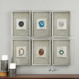 Agate Stone Silver Shadow Box, Assorted Designs, 14 X 20 X 2