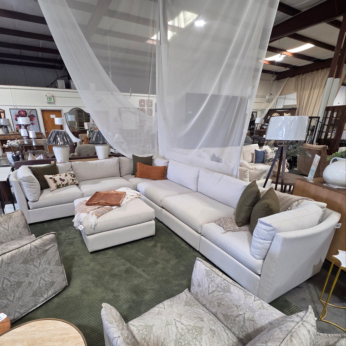 Precedent Adeline Sectional in Renewal Linen Gr 19