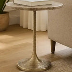 Twisted Marble Top Accent Table, Tan and Gold 2