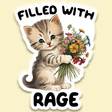 Funny Vintage Sticker Decal, Filled with Rage