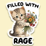 Funny Vintage Sticker Decal, Filled with Rage 2