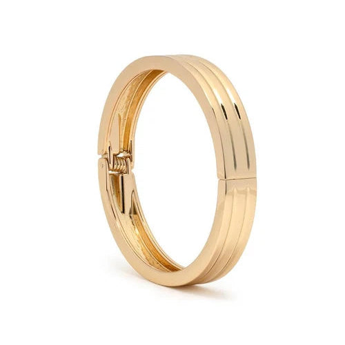 Fluted Hinge Bangle Bracelet, Gold