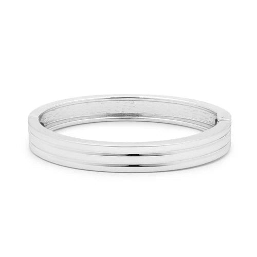 Fluted Hinge Bangle Bracelet, Silver