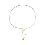 Tear Drop Lariat Water Resistant Necklace, Mixed Metal 1