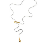 Tear Drop Lariat Water Resistant Necklace, Mixed Metal 2