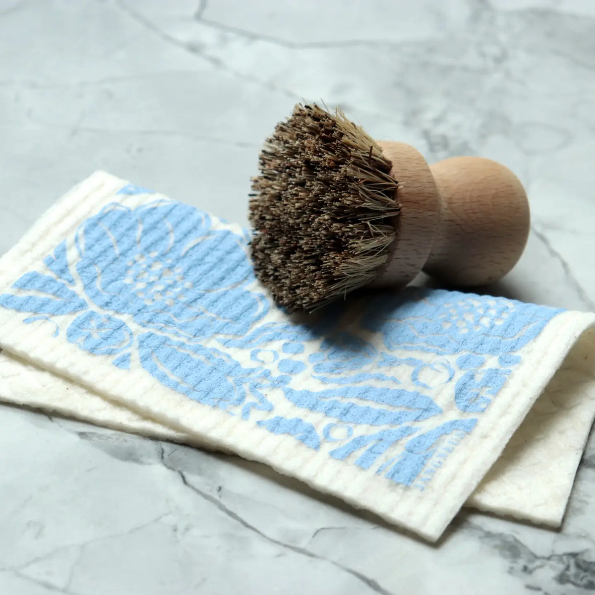 Swedish Dishcloth, Botanical Design, Flora Blue