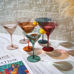 Khen Martini Glasses, 10 oz., Set of 6, Muted Rainbow 2