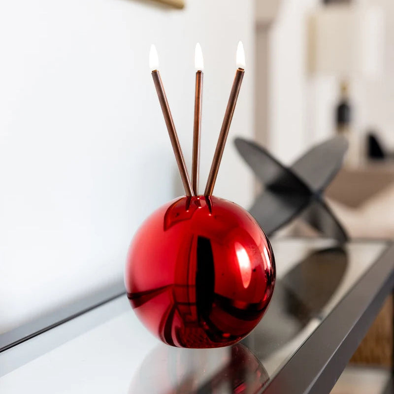 Everlasting Candles Neva Vase Candle Holder, Red Metallic