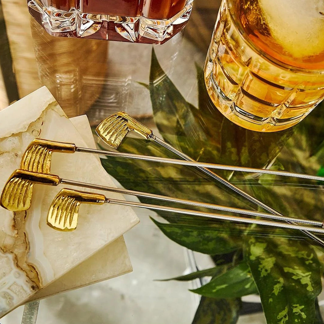 Golf Club Stirrers, Gold, Set of Four, 8.5 in.