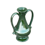 Pedestal Vase w/ Handles & Green Electroplating,  8 X 6 X 12 in. 2