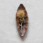 Hand-Carved Acacia Wood Leaf Shaped Dish, 4