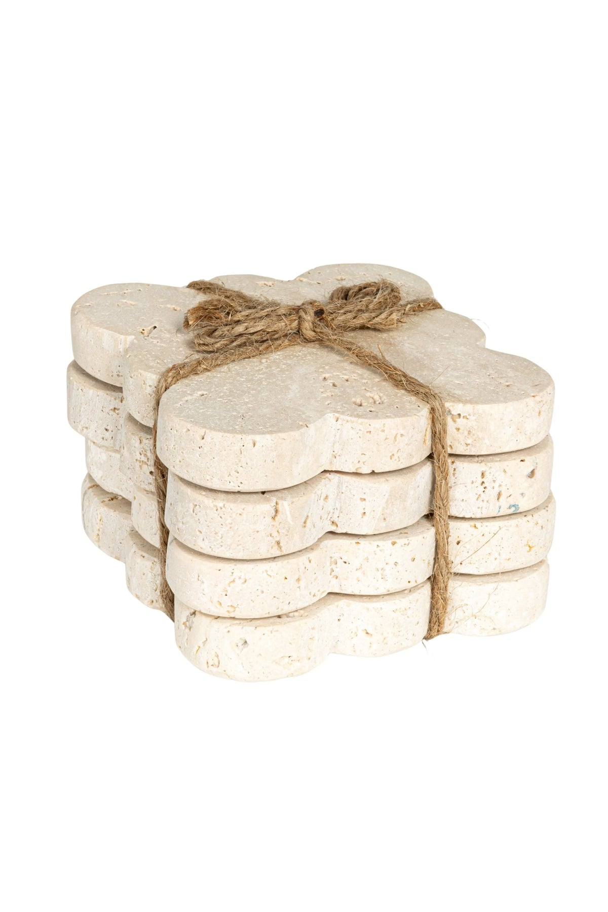 Travertine Coaster w/ Scalloped Edge Set