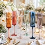 Khen Champagne Flute Stemmed Glasses, Set of 6, Muted Rainbow 2