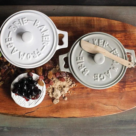 Stoneware Brie Baker w/ Lid & Wood Spreader