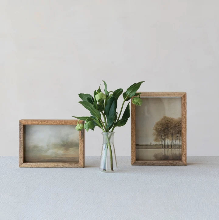 Two-Sided Mango Wood Floating Photo Frame, Natural, 4 X 6 in.