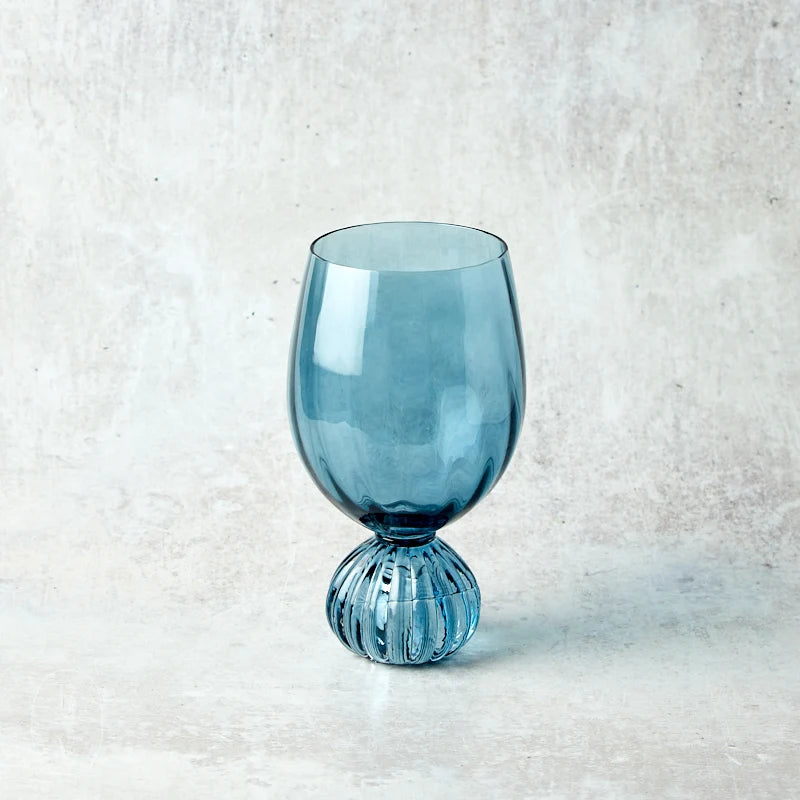 Pleated Footed Wine Glass, 14 oz