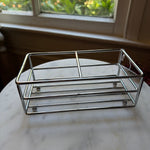 Wire Sink Caddy, NIckel made of polished nickel wire, ideal for organizing kitchen sink essentials with a sleek, minimalist design perfect for Knotty and Board decor gifts. 1