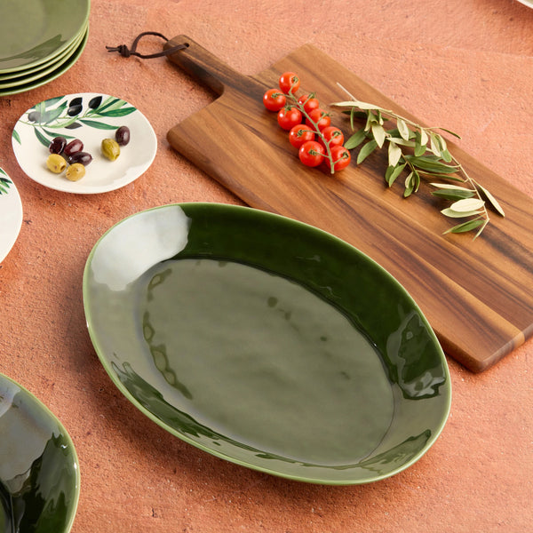 Oval Platter, Verde, 16 X 12 in.