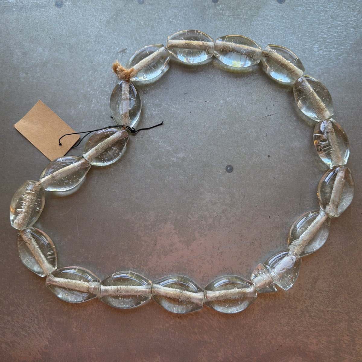 Glass Beads on Jute Cord, Sand, 11