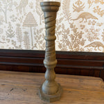 Spindle Taper Candlestick, Large, 12.75 in. wooden candlestick with a carved spiral design, perfect for adding rustic charm to dining or living room decor, available at Knotty and Board. 1