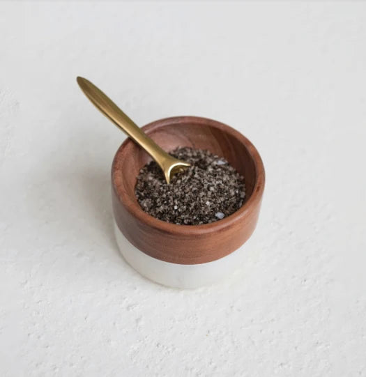 Marble & Acacia Wood Pinch Pot