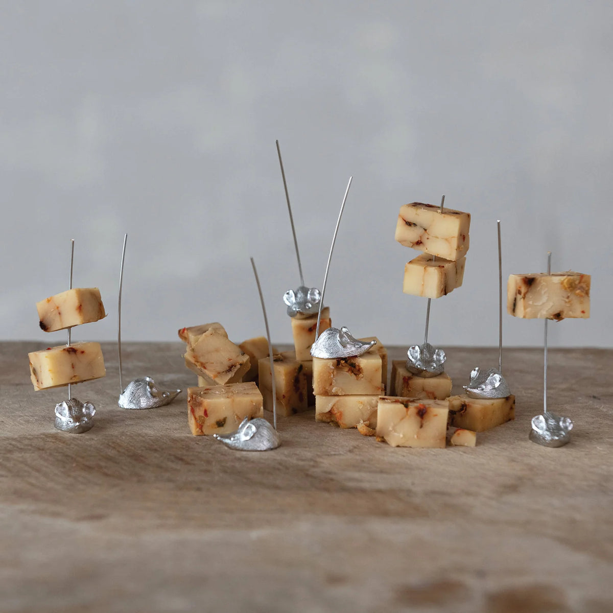 Vintage Cheese Picks with Mouse, Boxed Set of 8