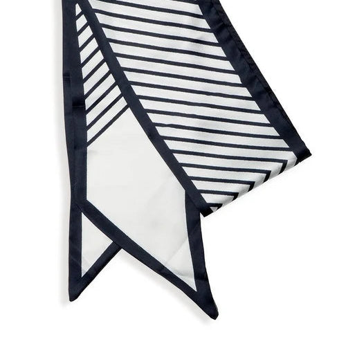 Angled Stripe Double Sided Scarf, White and Black, 145 x 13 in.