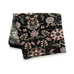 Heritage Medallion and Floral Scarf, Black, 180 X 88 in. 2