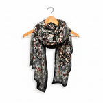 Heritage Medallion and Floral Scarf, Black, 180 X 88 in. 1