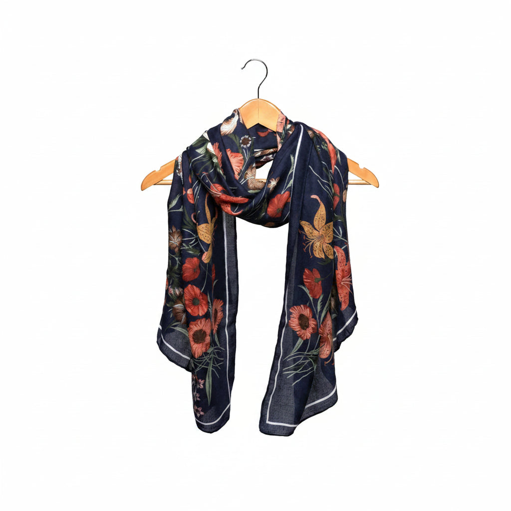 Homestead Garden Scarf, Navy, 180 X 85 in.
