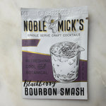 Noble Mick's Bourbon Smash, Blackberry single serve craft cocktail packet with botanical and cool refreshing design, ideal for gifts, kitchen, and entertaining decor. 1