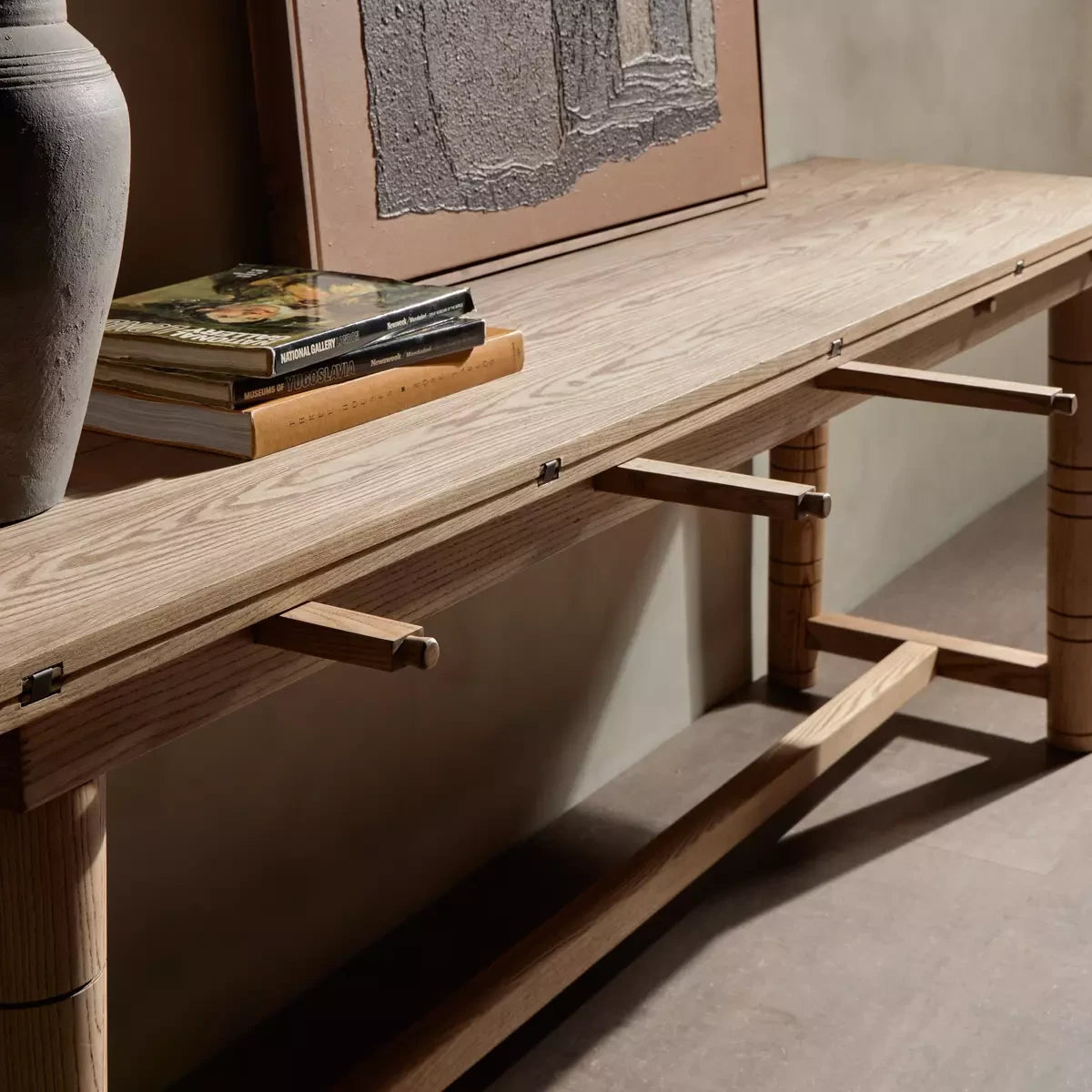Flip Top Console Table, Toasted Ash, 94 X 22 X 31 in.