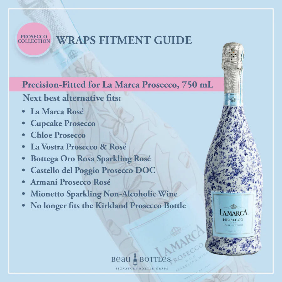 Beau Bottles Champagne Collection, Navy and White Cane