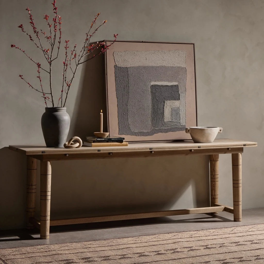 Flip Top Console Table, Toasted Ash, 94 X 22 X 31 in.