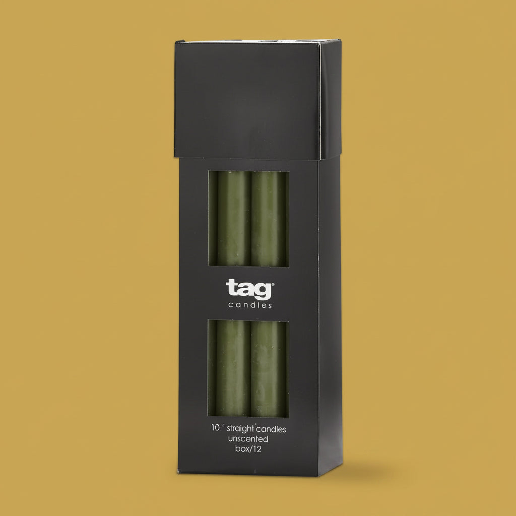 Color Studio Straight Candle, Olive, 10 in., priced individually