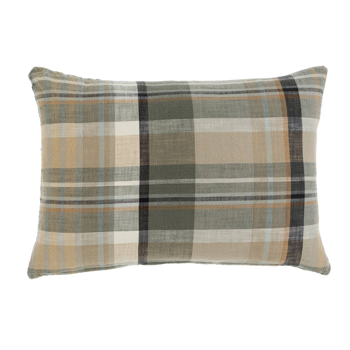 Delacourt Pillow 16 x 24 with a soft plaid pattern in neutral tones, perfect for cozy home decor and adding warmth to living spaces. Every Room Needs A Little Knotty and Board.