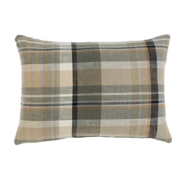 Delacourt Pillow 16 x 24 with a soft plaid pattern in neutral tones, perfect for cozy home decor and adding warmth to living spaces. Every Room Needs A Little Knotty and Board.