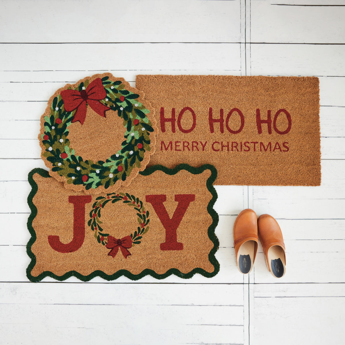Wreath Shaped Coir Doormat with Bow, 19.5 in.