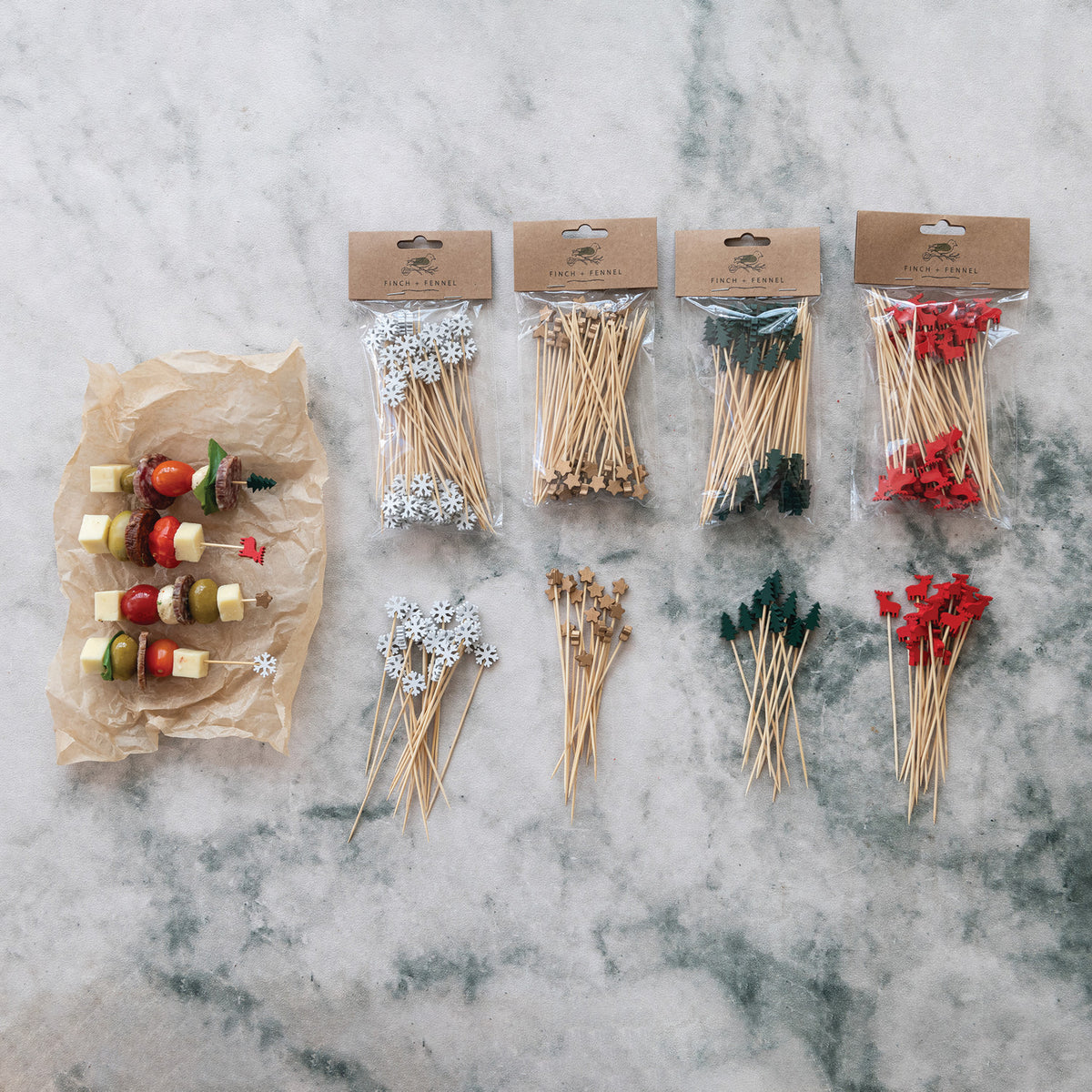Tree Shaped Bamboo Skewers, Set of 50
