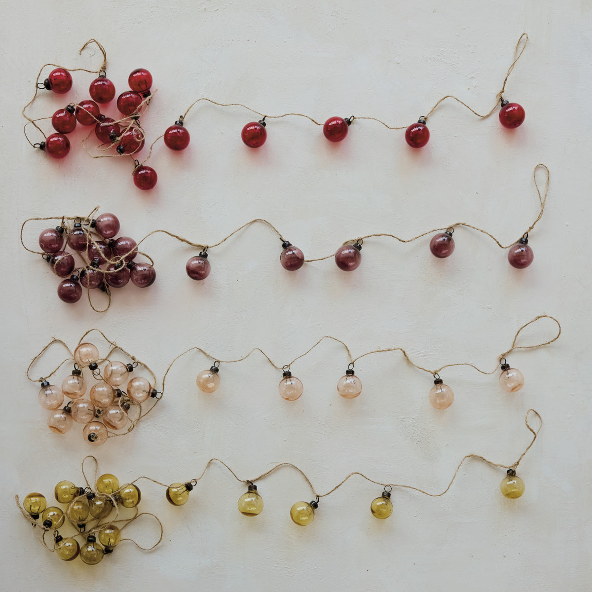 Glass Ball Ornament Garland, Red, 72