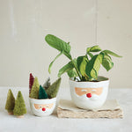 Stoneware Santa Head Shaped Mixing Bowl w/ Red Rim, 4 X 3
