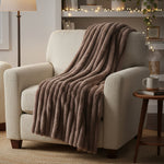 Fur Throw, Faux Rabbit, Brown, 50 X 60 in. 2