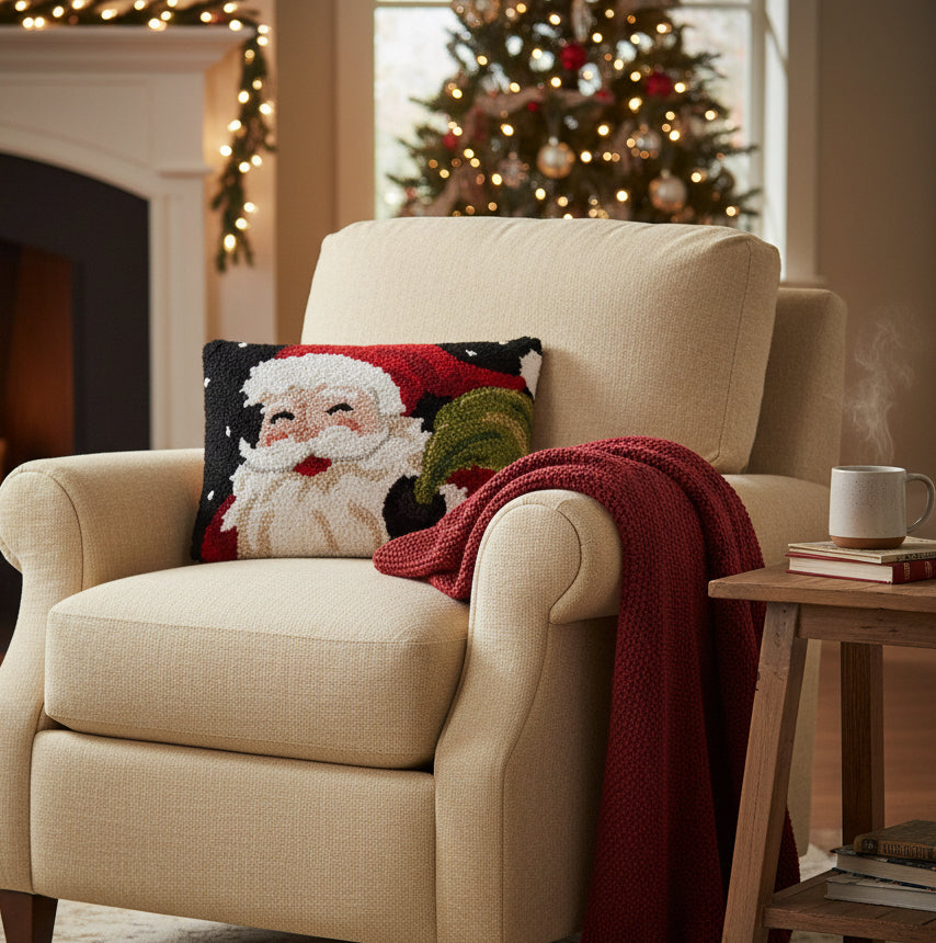 Santa with Bag Hook Pillow, 12 X 8 in.