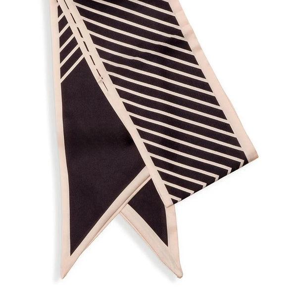 Angled Stripe Double Sided Scarf, Black and Tan, 145 X 13 in.