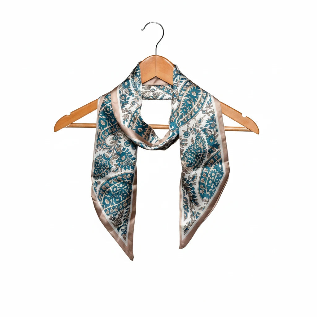 Broad Paisley Double-Sided Scarf, Teal, 145 X 13 in.