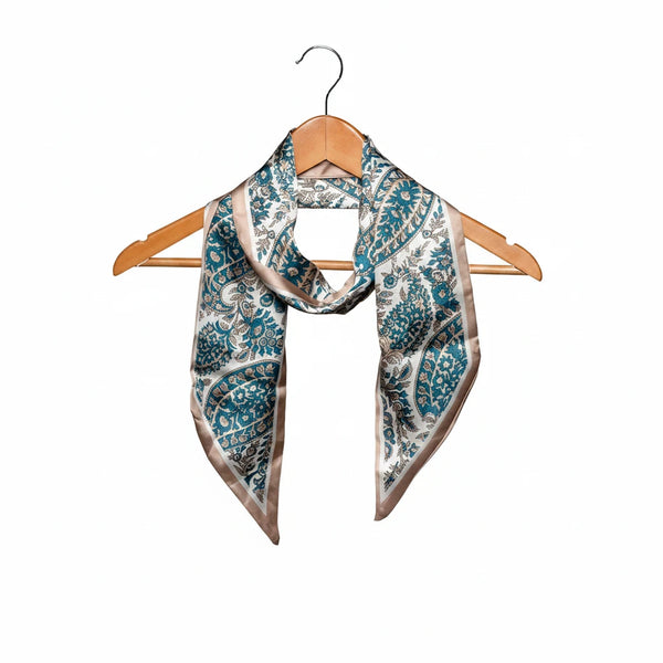 Broad Paisley Double-Sided Scarf, Teal, 145 X 13 in.