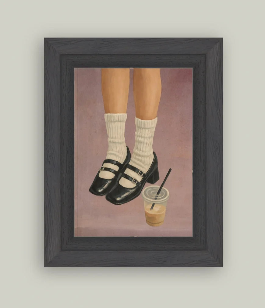 Caffeine & Mary Janes Art, 7 X 9 in.