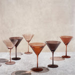 Khen Venus Martini Glass Set, 8oz., Set of 6, Brown 2