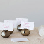 Round Metal Bell Place Card Holders w/ 12 Paper Cards, Set in Drawstring Bag 2